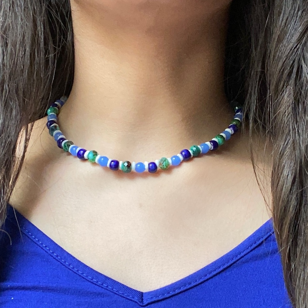 Blue Handmade Beaded Necklace